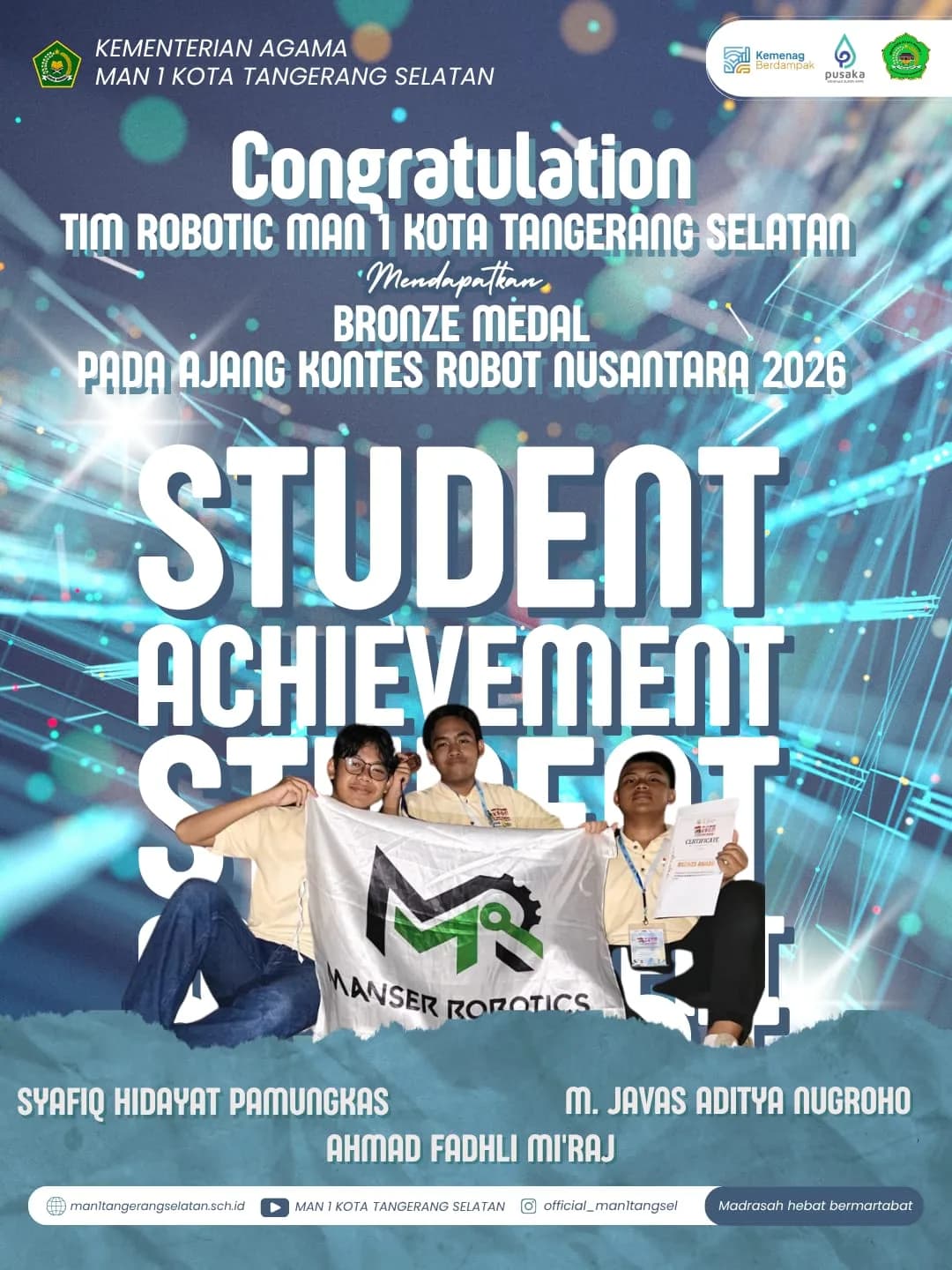 Tim Robotic MAN 1 Kota Tangerang Selatan Raih Bronze Medal di Robot Nusantara 2026